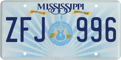MS license plate ZFJ996