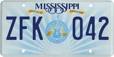 MS license plate ZFK042