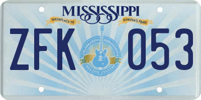 MS license plate ZFK053