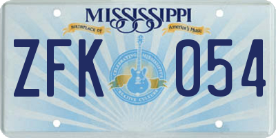 MS license plate ZFK054