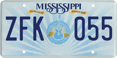 MS license plate ZFK055