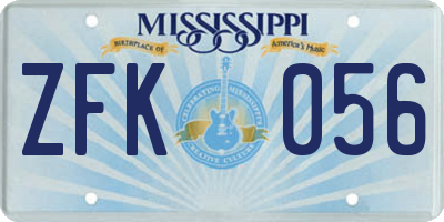 MS license plate ZFK056