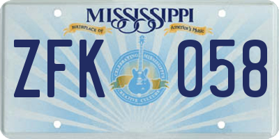 MS license plate ZFK058