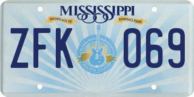 MS license plate ZFK069