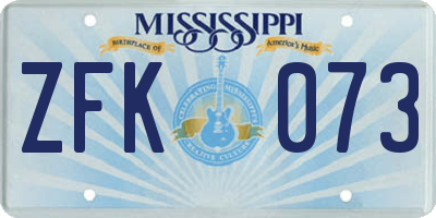 MS license plate ZFK073