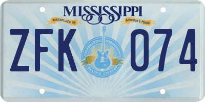 MS license plate ZFK074