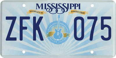 MS license plate ZFK075