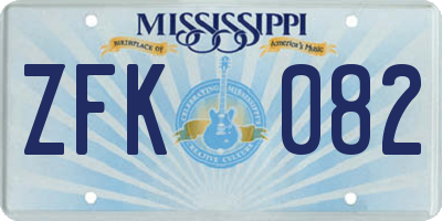 MS license plate ZFK082