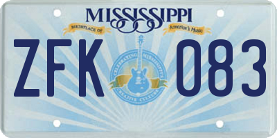 MS license plate ZFK083