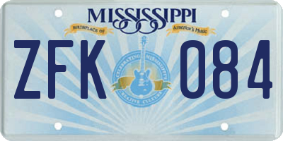 MS license plate ZFK084