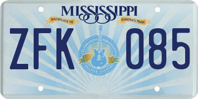 MS license plate ZFK085