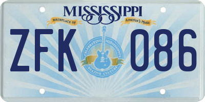 MS license plate ZFK086