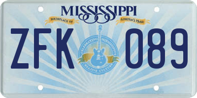MS license plate ZFK089