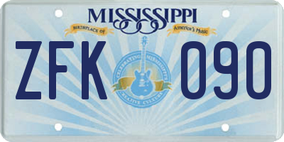 MS license plate ZFK090