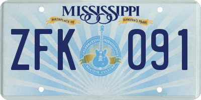 MS license plate ZFK091