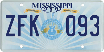 MS license plate ZFK093
