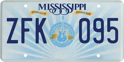 MS license plate ZFK095