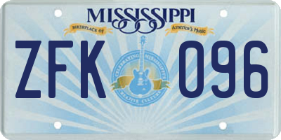 MS license plate ZFK096