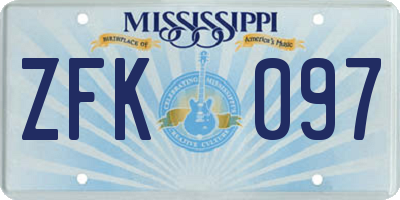 MS license plate ZFK097
