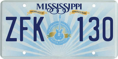 MS license plate ZFK130