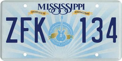 MS license plate ZFK134