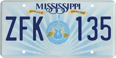 MS license plate ZFK135
