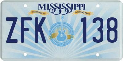 MS license plate ZFK138