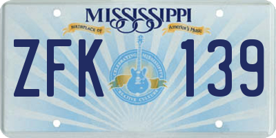 MS license plate ZFK139