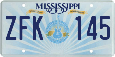 MS license plate ZFK145