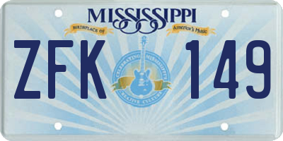 MS license plate ZFK149