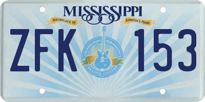 MS license plate ZFK153
