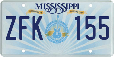 MS license plate ZFK155