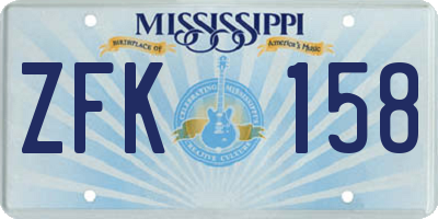 MS license plate ZFK158