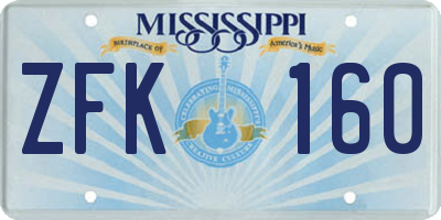 MS license plate ZFK160
