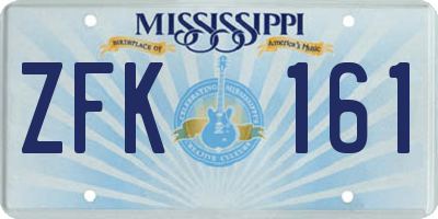 MS license plate ZFK161