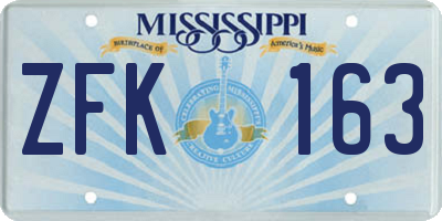 MS license plate ZFK163