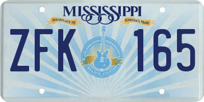 MS license plate ZFK165