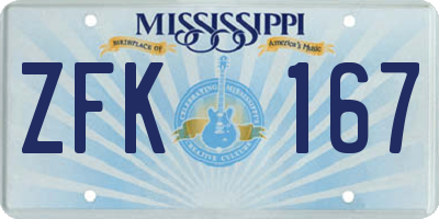 MS license plate ZFK167