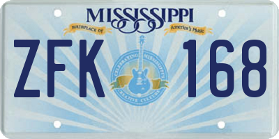 MS license plate ZFK168