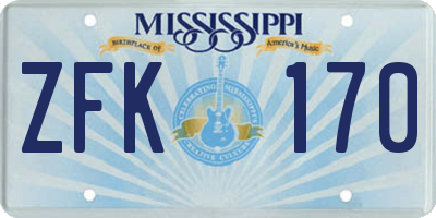 MS license plate ZFK170