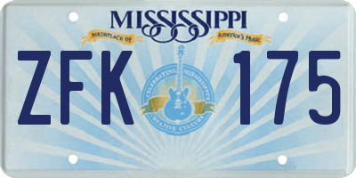 MS license plate ZFK175