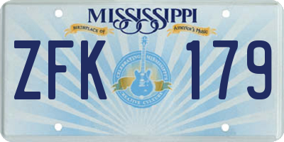 MS license plate ZFK179