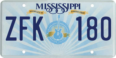 MS license plate ZFK180