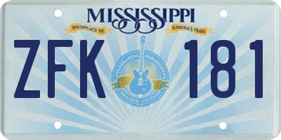 MS license plate ZFK181
