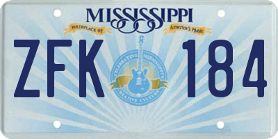 MS license plate ZFK184