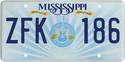 MS license plate ZFK186