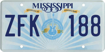 MS license plate ZFK188