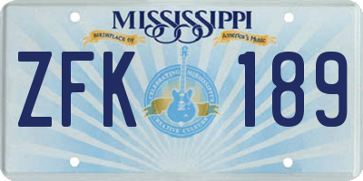 MS license plate ZFK189