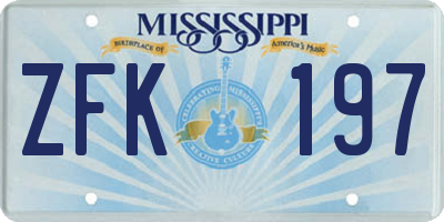 MS license plate ZFK197