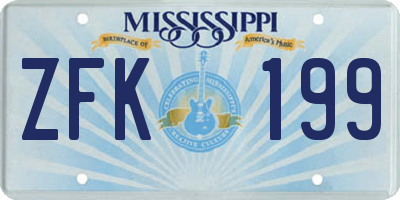 MS license plate ZFK199